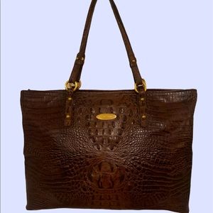 Vintage Brahmin Anywhere Tote. Melbourne signature croc-embossed brown leather.